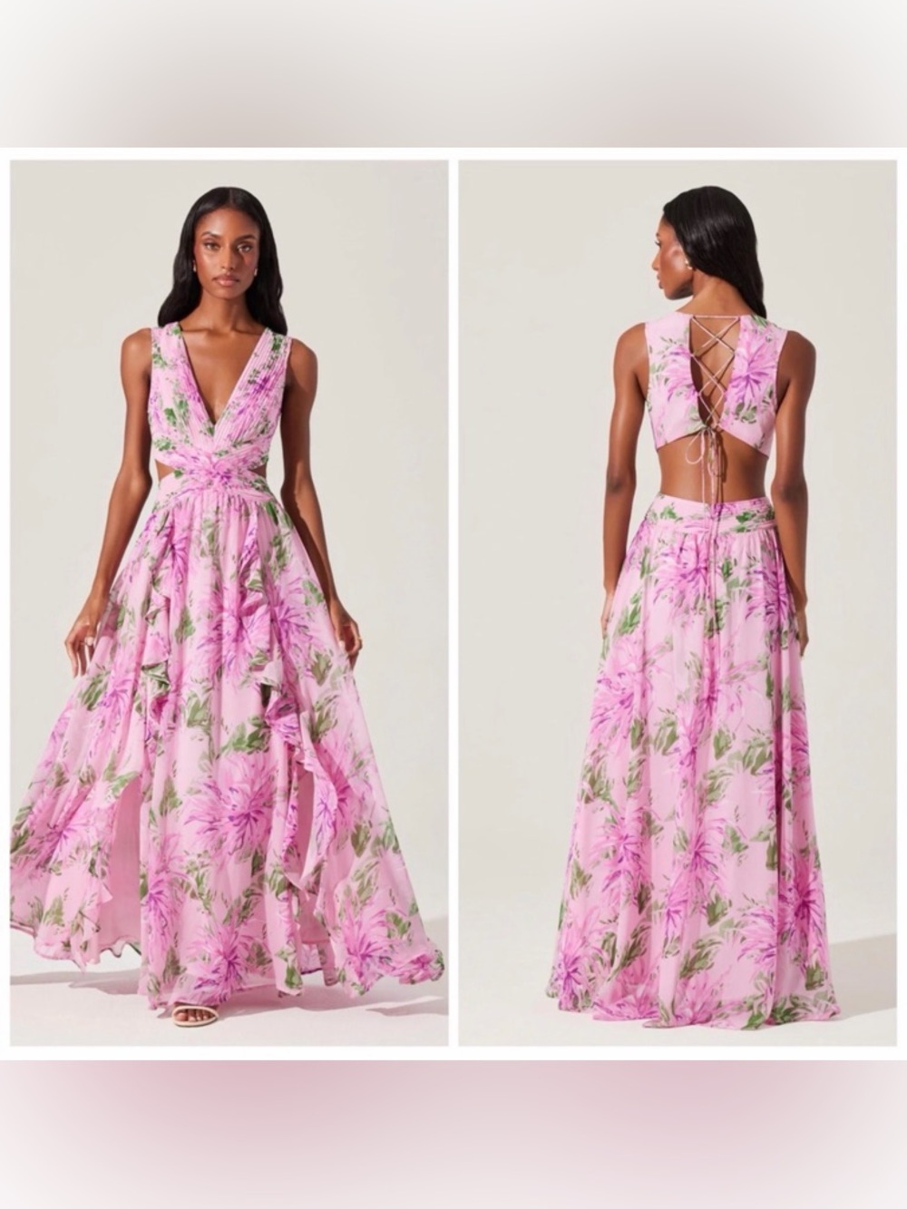 ASTR The Label Noya Floral Cutout Maxi Dress